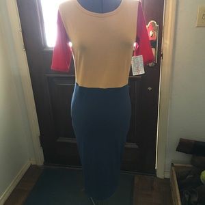 NWT LuLaRoe Julia dress with small snag.